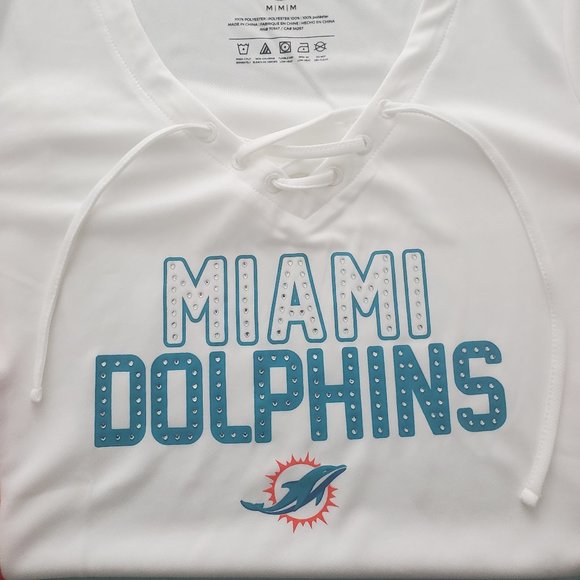 NWT Miami Dolphins Officially Licensed Gem Stacked V-Neck for Ladies - Picture 5 of 13
